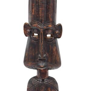 African Tribal Bearded Elder Hand Carved Wood Ghana Wall Hanging Sculpture 22"